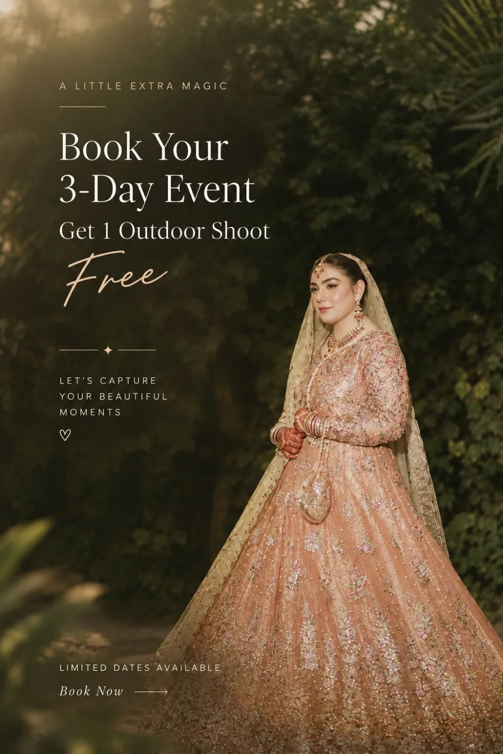 Book a three-day event with Eesha Muneeb Photography and get one free outdoor shoot